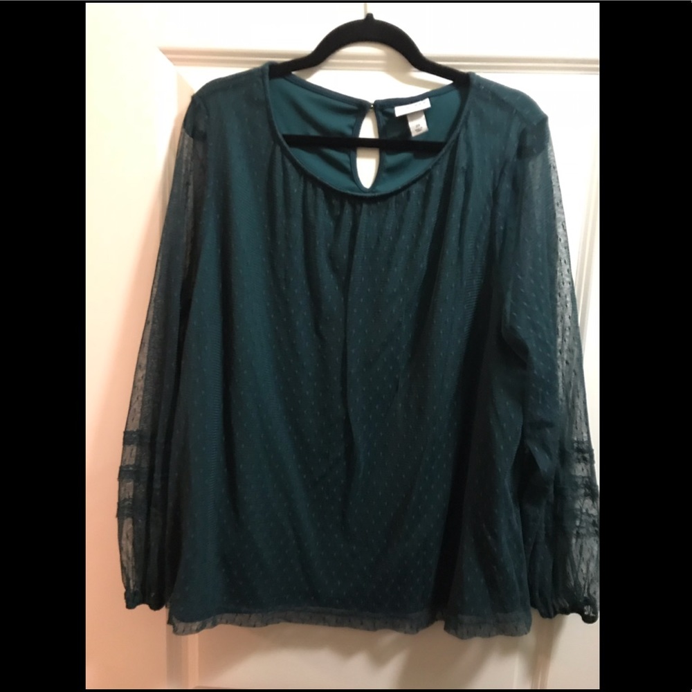 Ava & Viv Dark Turquoise Long Sleeve Blouse | 2X